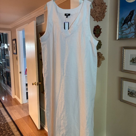 NWT DKNY CCL White Linen Maxi Dress - Picture 1 of 7